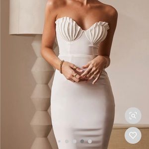 Avila Pintuck Pleat Bust Strapless White Dress